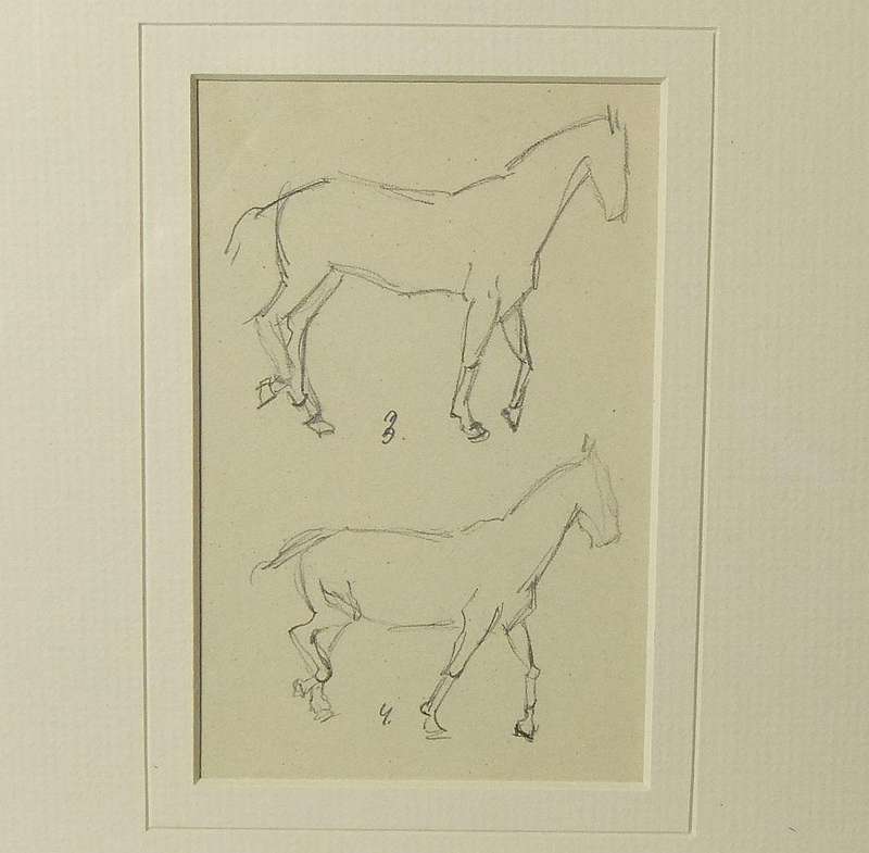 An original pencil sketch by international artist Hedwig Brecher Eibuschitz " horse study "