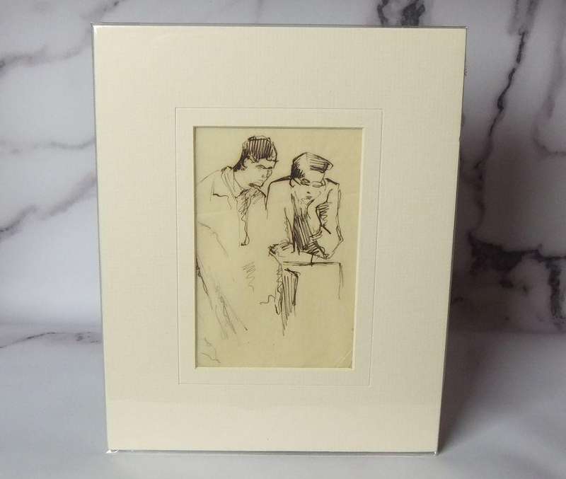 An original ink & pencil sketch by international artist Hedwig Brecher Eibuschitz " figure study "