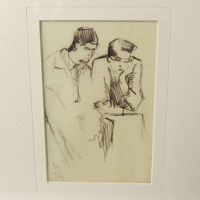 An original ink & pencil sketch by international artist Hedwig Brecher Eibuschitz " figure study "