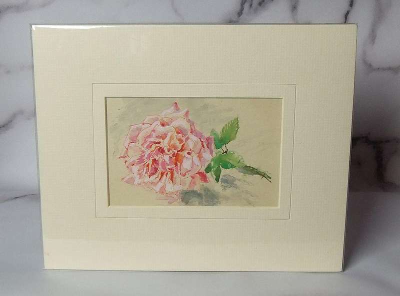 An original watercolour painting by international artist Hedwig Brecher Eibuschitz " rose study "