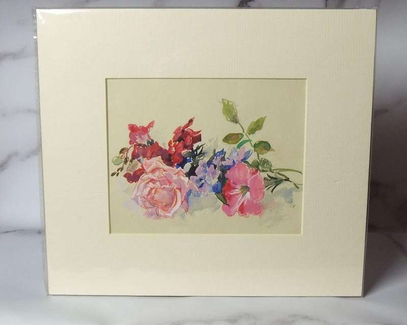 An original watercolour painting by international artist Hedwig Brecher Eibuschitz "rose study "