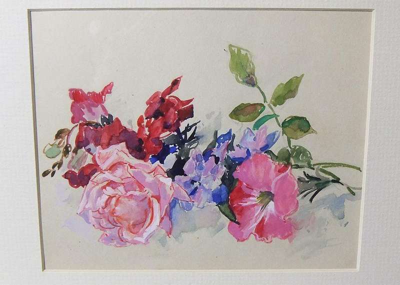 An original watercolour painting by international artist Hedwig Brecher Eibuschitz "rose study "