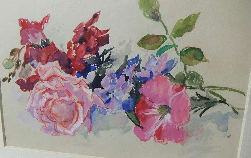 An original watercolour painting by international artist Hedwig Brecher Eibuschitz "rose study "