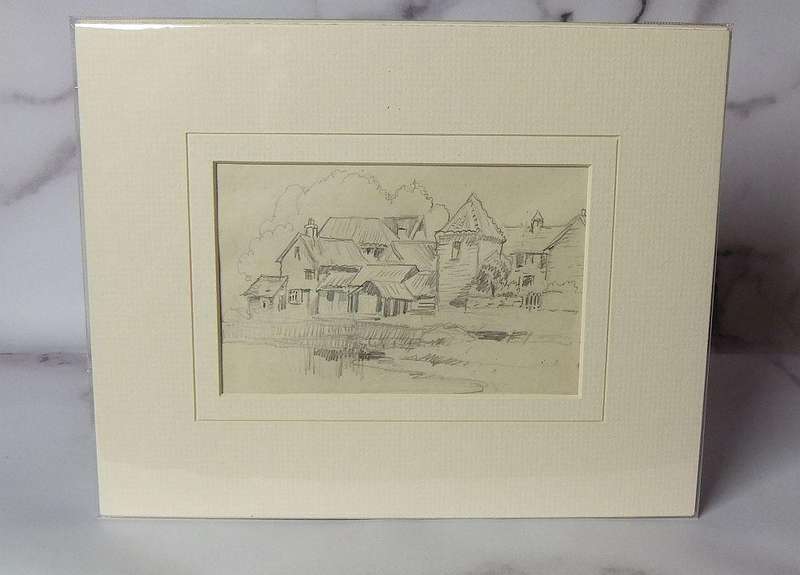An original pencil sketch by international artist Hedwig Brecher Eibuschitz " architecture study "
