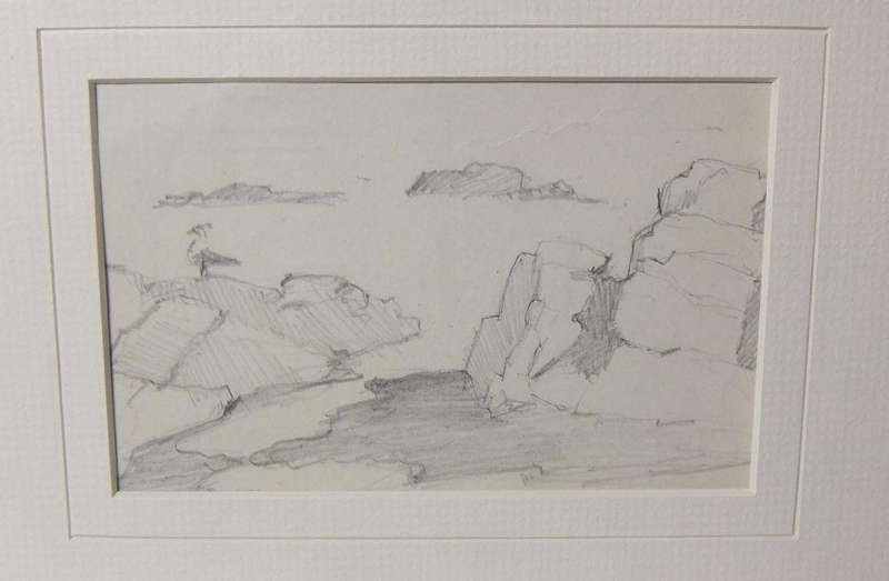 An original pencil sketch by international artist Hedwig Brecher Eibuschitz " seascape study "