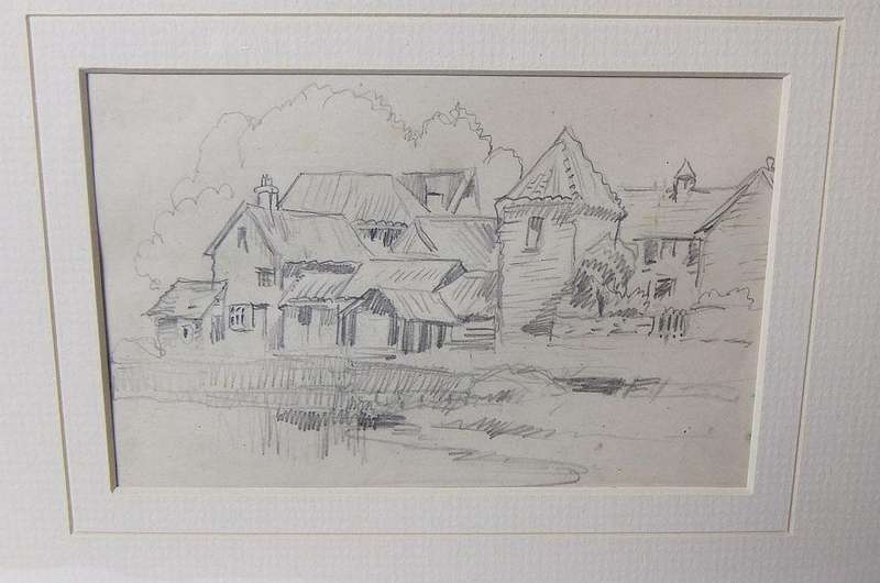 An original pencil sketch by international artist Hedwig Brecher Eibuschitz " architecture study "
