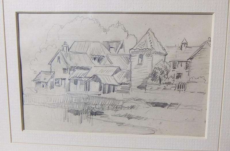 An original pencil sketch by international artist Hedwig Brecher Eibuschitz " architecture study "