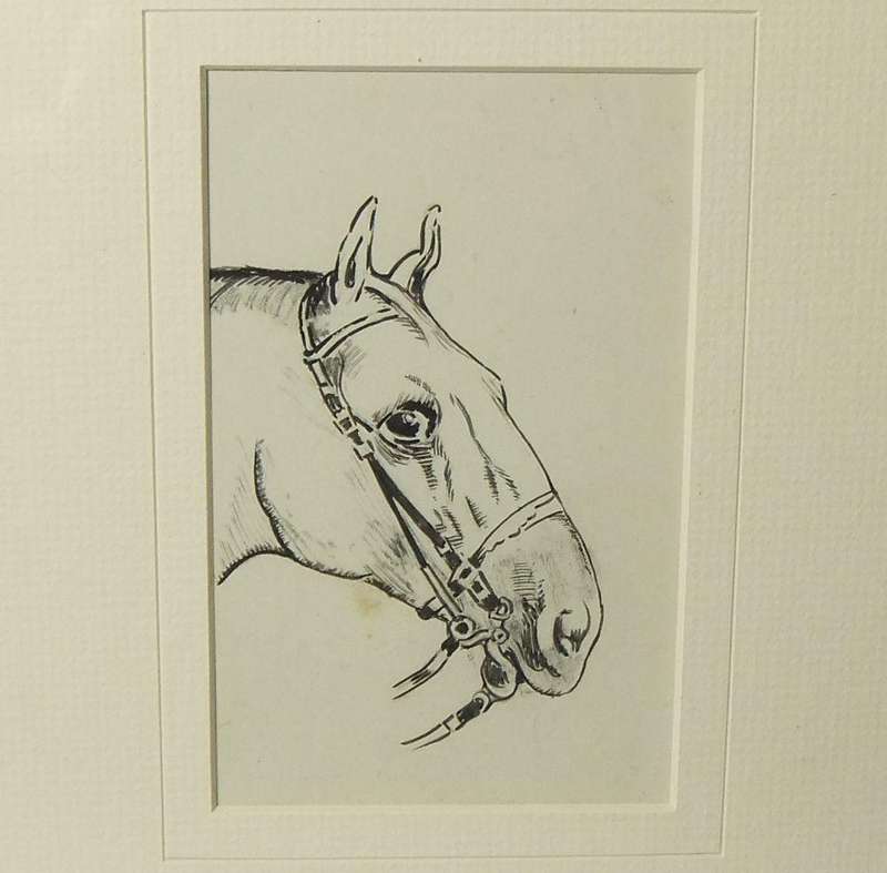 An ink pencil sketch by international artist Hedwig Brecher Eibuschitz " horse study "