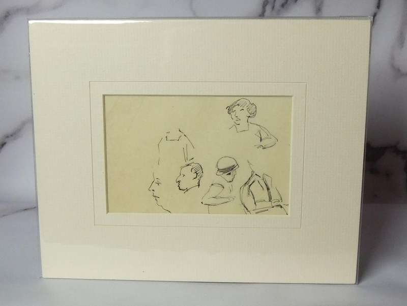 An original ink sketch by international artist Hedwig Brecher Eibuschitz " figure study "