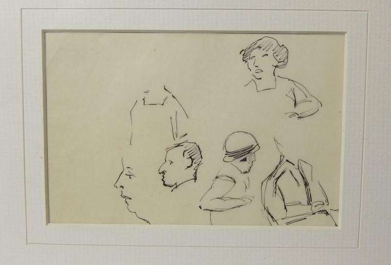 An original ink sketch by international artist Hedwig Brecher Eibuschitz " figure study "