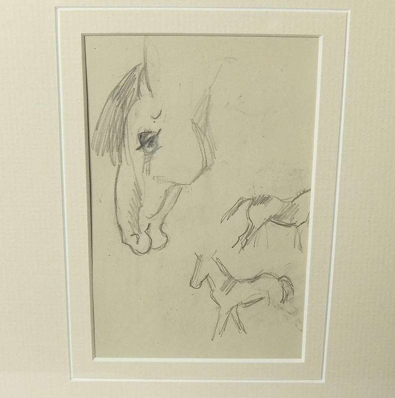 An original pencil sketch by international artist Hedwig Brecher Eibuschitz " horse study "