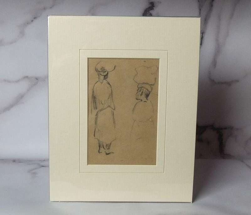 An original charcoal sketch by international artist Hedwig Brecher Eibuschitz " figure study "