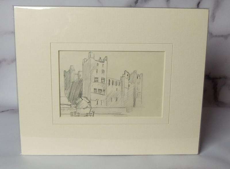 An original pencil sketch by international artist Hedwig Brecher Eibuschitz " manor study "