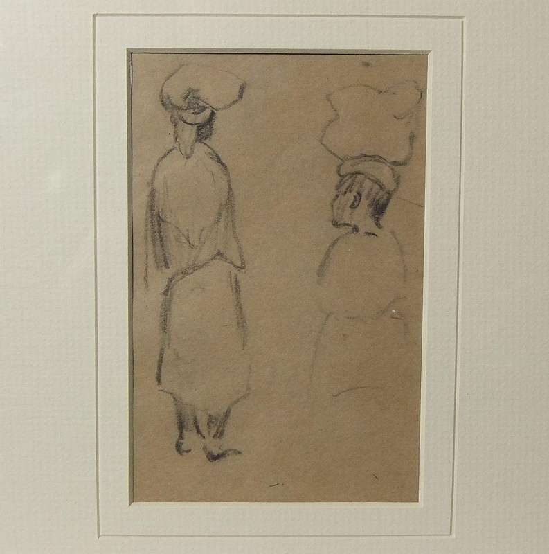 An original charcoal sketch by international artist Hedwig Brecher Eibuschitz " figure study "