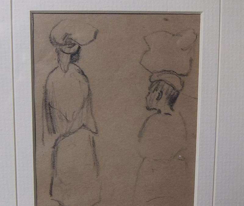An original charcoal sketch by international artist Hedwig Brecher Eibuschitz " figure study "