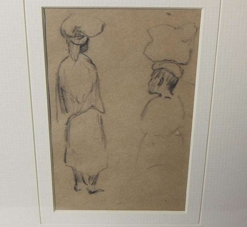 An original charcoal sketch by international artist Hedwig Brecher Eibuschitz " figure study "