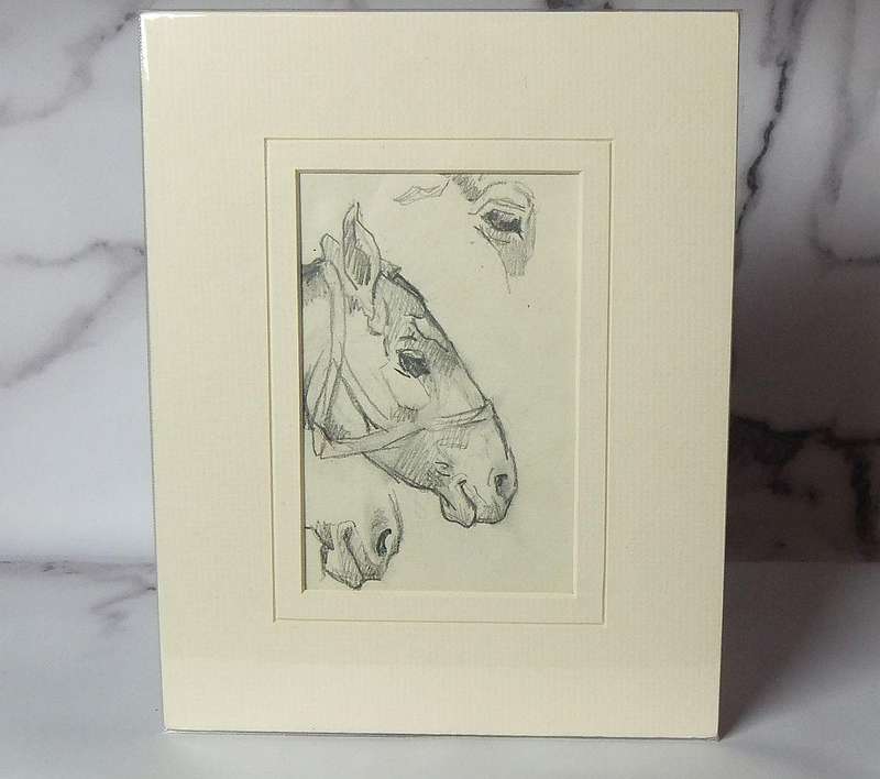 An original pencil sketch by international artist Hedwig Brecher Eibuschitz " horse study "