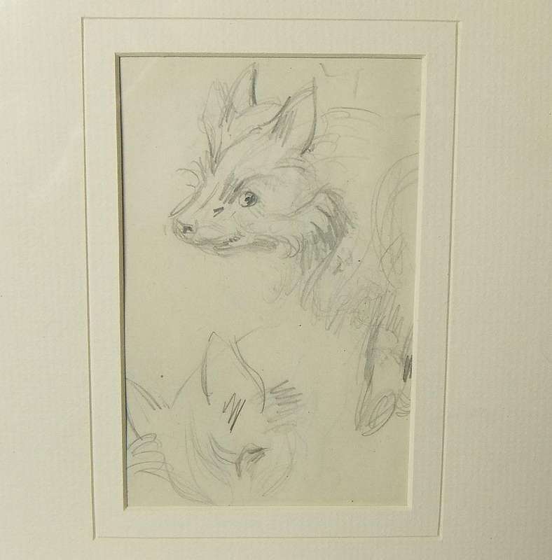 An original pencil sketch by international artist Hedwig Brecher Eibuschitz " animal study "