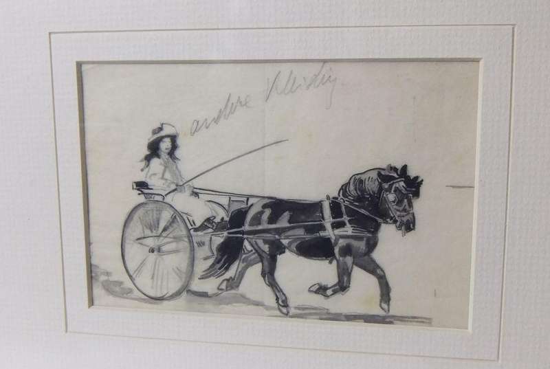 An original watercolour painting by international artist Hedwig Brecher Eibuschitz "carriage study "