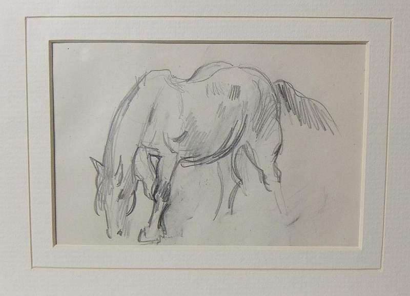 An original pencil sketch by international artist Hedwig Brecher Eibuschitz " horse study "