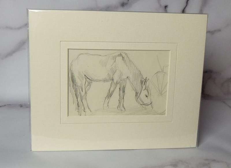 An original pencil sketch by international artist Hedwig Brecher Eibuschitz " horse study "