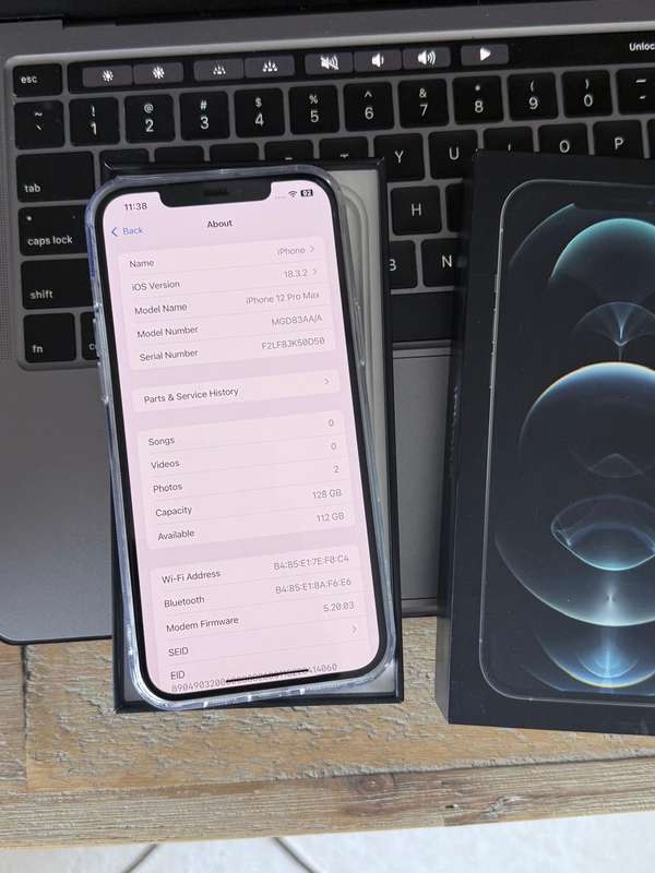 iPhone 12 Pro Max (128GB) Silver + Box & Extras