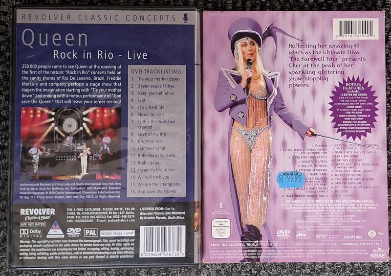 Cher and Queen DVD's