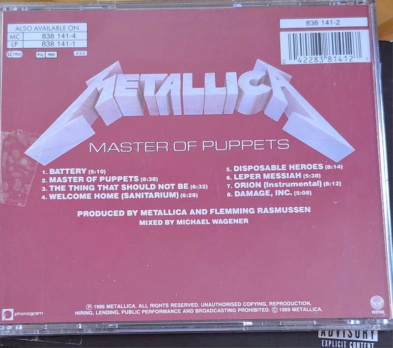 Metallica Master of Puppets CD