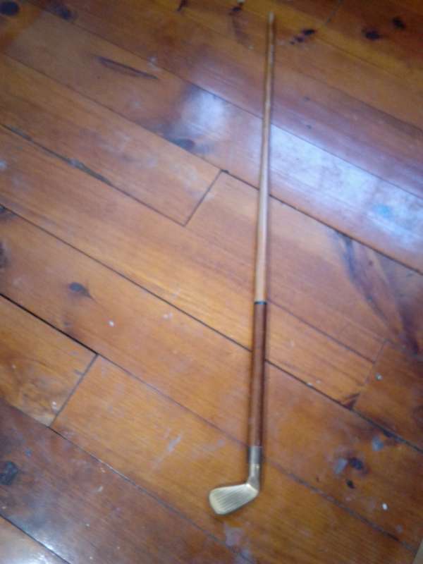 Retro Walking Stick With Brass Golf Club Handle