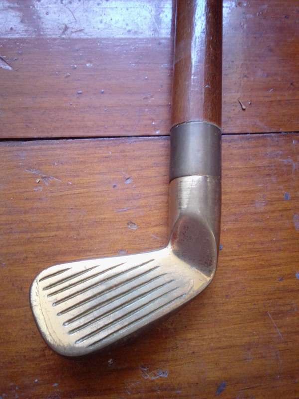 Retro Walking Stick With Brass Golf Club Handle
