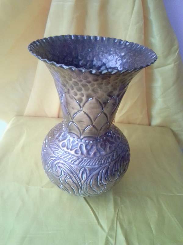 Early 1900's Embossed Copper Vase