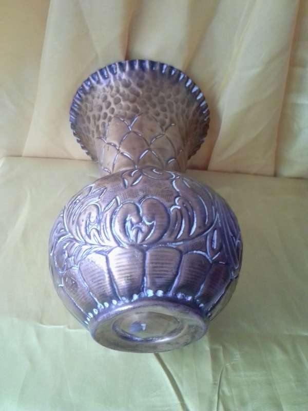 Early 1900's Embossed Copper Vase