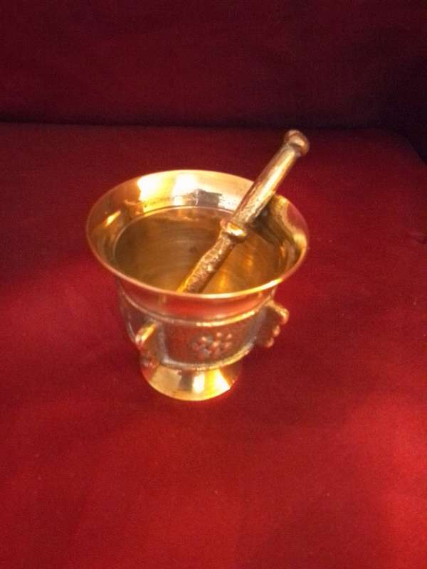 Small Vintage Brass Mortar & Pestle