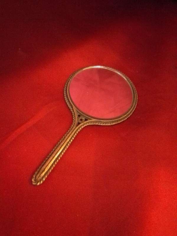 Art Deco Ladies Vanity Travel Mirror with Rose Motif