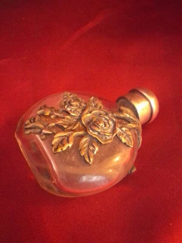 Stunning Art Deco Scent Bottle with Rose Motif