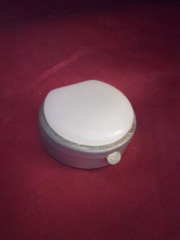 Vintage Plated Pill Box With White Stone Top (Or marble Top)