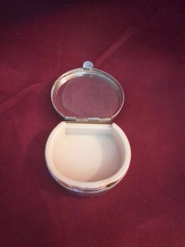 Vintage Plated Pill Box With White Stone Top (Or marble Top)