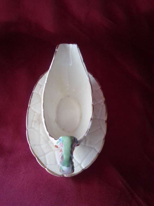 Rare Art Deco Single Serving Gravy Boat With Tray by Crown Devon England
