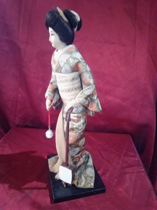 Large Vintage Japanese Geisha in Traditional Dress