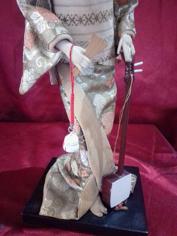 Large Vintage Japanese Geisha in Traditional Dress