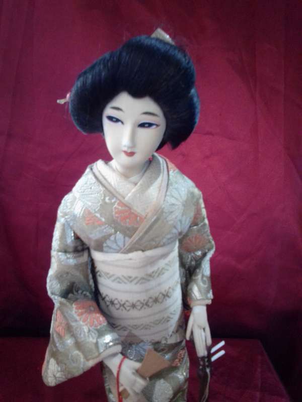 Large Vintage Japanese Geisha in Traditional Dress