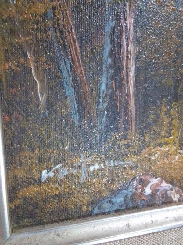 Stunning Oil on Board 'Landscape With Farmhouse' In Gold Gilt Frame - Signed
