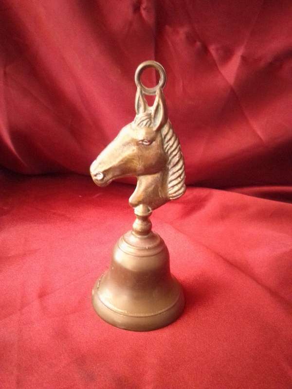 Vintage Horse Themed Brass Table Bell With Striker