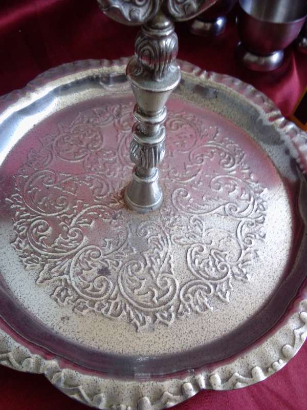 Vintage Plated Tray with 6 x Stainless Steel Egg Cups