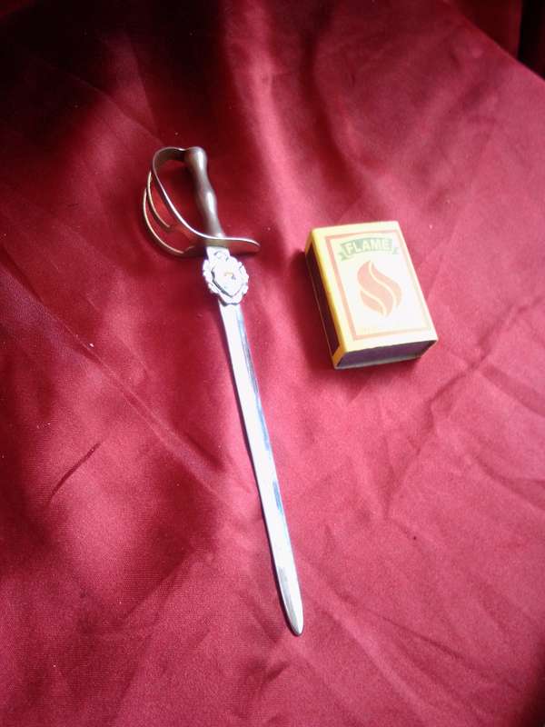 Vintage Sword Letter Opener With Elliot Coat of Arms