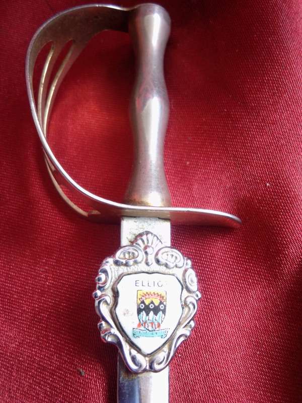 Vintage Sword Letter Opener With Elliot Coat of Arms