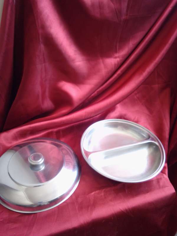 Retro Stainless Steel two division Vegetable Dish
