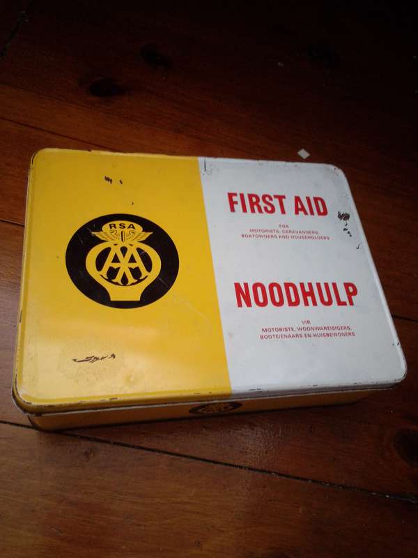 (70's - 80's) Original AA Tin First Aid Kit With Accessories