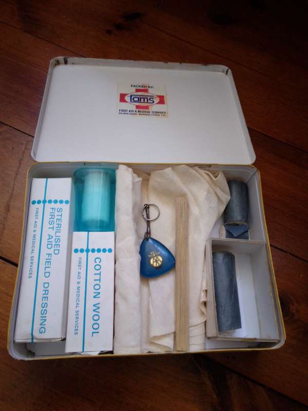 (70's - 80's) Original AA Tin First Aid Kit With Accessories
