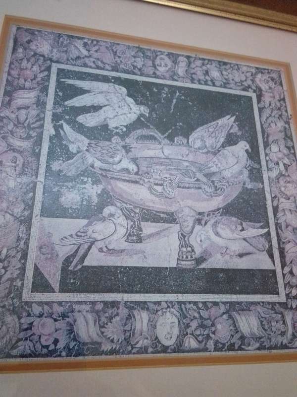 Stunning Framed Print of a mural 'Basin with drinking Pidgeons' Pompei